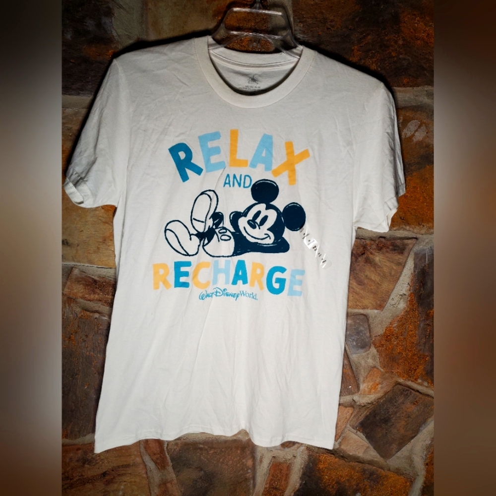 Disney "relax and recharge" white mickey mouse t shirt